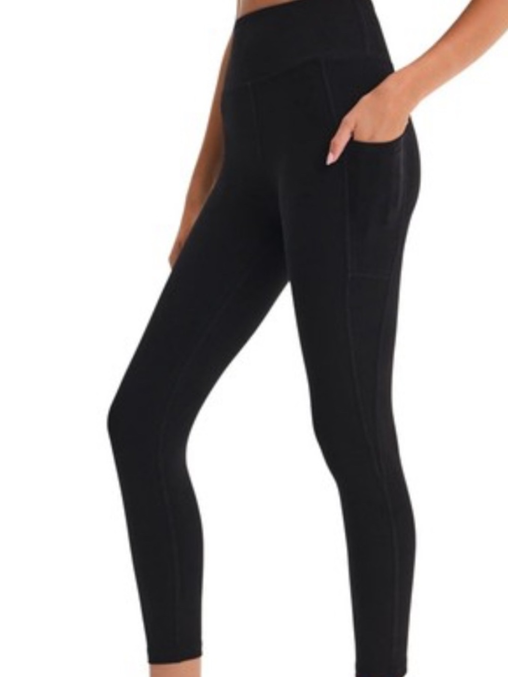 MATE Black Active Leggings Sz L Organic Cotton & Spandex